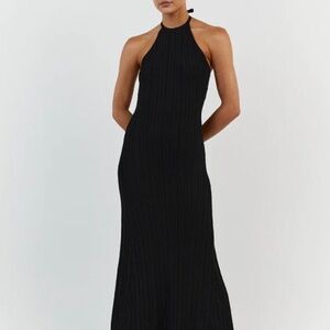 NWT DISSH “Riley” black halter neck dress